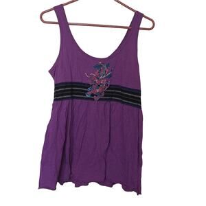 Free People Size Large L Purple Sequin Old Label Boho Tank Purple